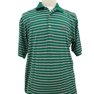 Fairway Greene Large Men's Golf Polo Stripe Shirt Green White Short Sleeve Large